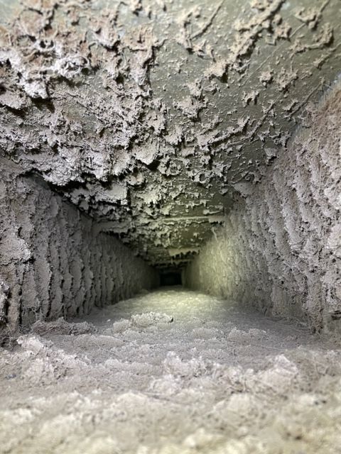 Hospital air duct interior before cleaning