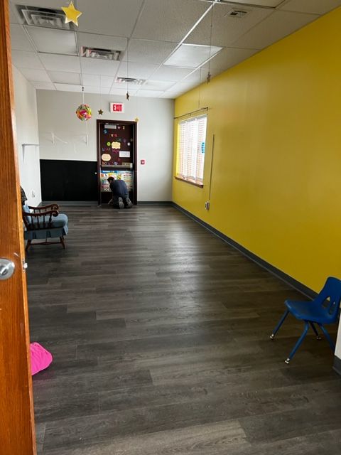 Finished luxury vinyl plank floor in the day care classroom