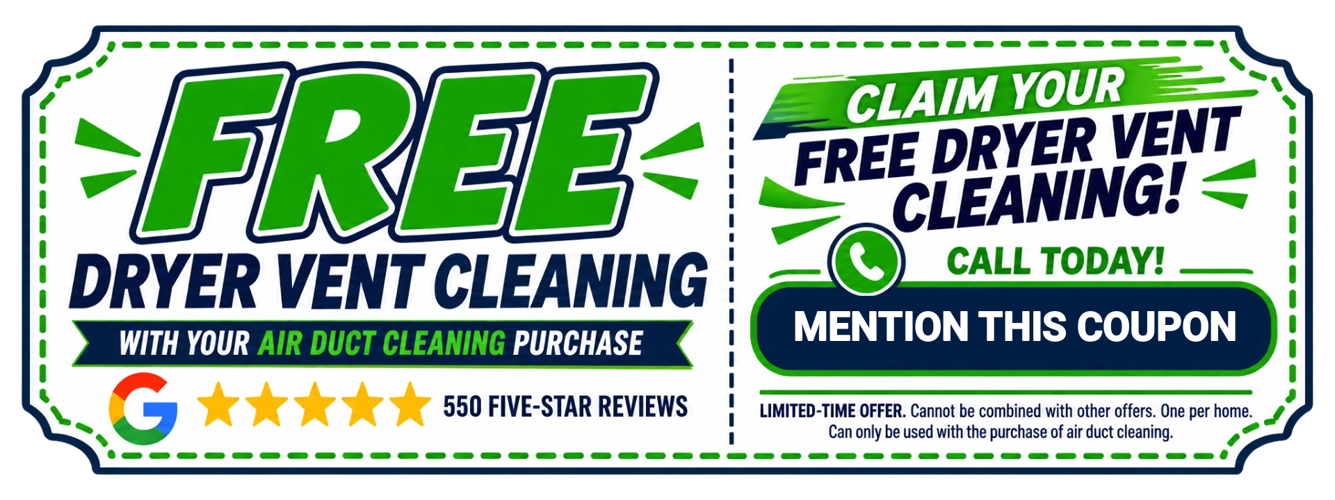 Coupon: free dryer vent cleaning with your air duct cleaning purchase — mention this coupon when you call Vortex